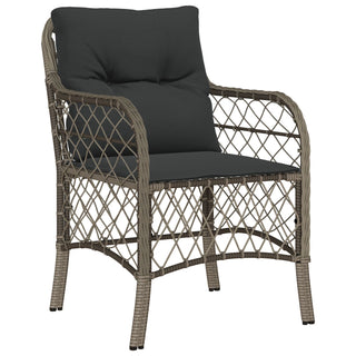 5-teilige Garten Essgruppe mit Kissen Grau Poly Rattan