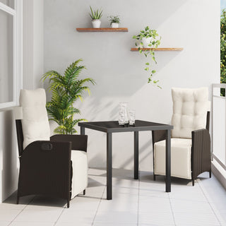 3-teiliges Garten-Esszimmer-Set Braun Poly-Rattan