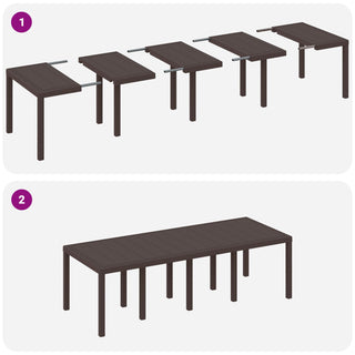 11-teiliges Garten-Essgruppe mit Kissen Braun Poly-Rattan