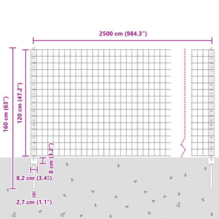 Gartenzaun Set Set aus 2 Verzinktes Grau Verzinkter Stahl