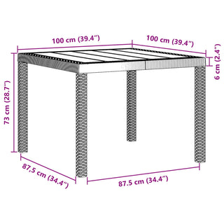 5-teiliges Garten Essset mit Kissen Anthrazit Poly Rattan