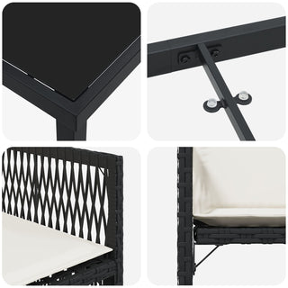9-teiliges Garten Esszimmer Set mit Kissen in Schwarz aus Poly Rattan