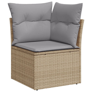 7-teiliges Garten-Sofa-Set mit Kissen Beige Poly-Rattan