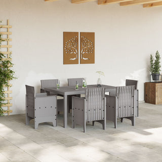 7-teiliges Garten Essgruppe mit Kissen Lichtgrau Poly-Rattan