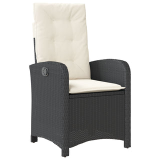 7-teiliges Garten-Essbereich-Set mit Kissen Schwarz Poly Rattan