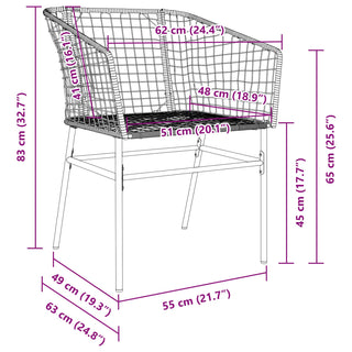 2er Gartenstuhl Set Braun Poly-Rattan