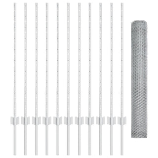 Gartenzaunset Set von 2 Galvanisierter Stahl 1 m hoch, 25 m lang