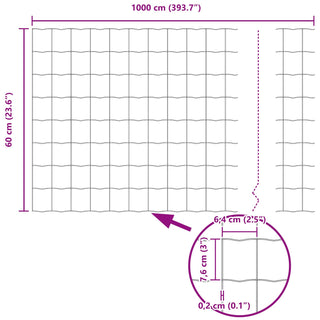 Gartenzaunset Set von 2 Feuerverzinkter Stahl 10 x 0.6 m