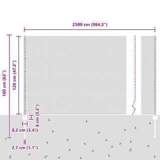 Set aus sechseckigem Gartenzaun Set aus 2 Grün Metall 25 x 1,2 m