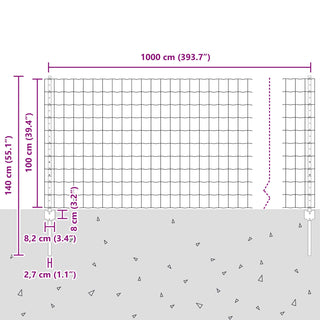Gartenzaun-Set 2 Rollen Verzinkter Stahl 10 x 1 m Langlebig