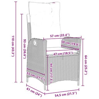 7-teiliges Garten-Essenset mit Kissen Beige Poly-Rattan