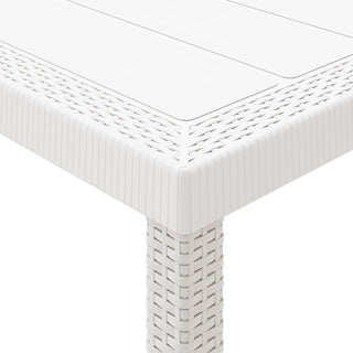 5-teiliges Garten-Essgruppen-Set mit Kissen Weiß Poly-Rattan