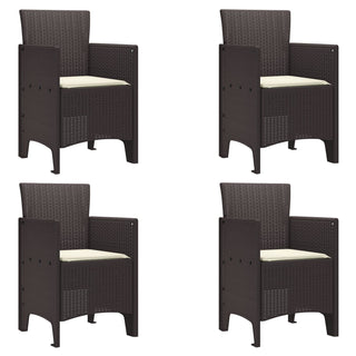 5-teiliges Garten Esstisch Set mit Kissen Brauner Poly Rattan