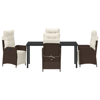 5-teiliges Garten-Essenset Braun Poly Rattan