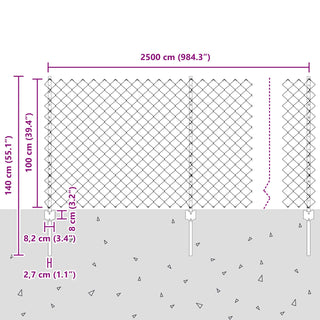 Gartenzaun-Set Set aus 2 Grau Verzinkter Stahl 25 x 1 m