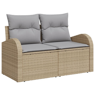 7-teiliges Garten-Sofa-Set mit Kissen Beige Poly-Rattan