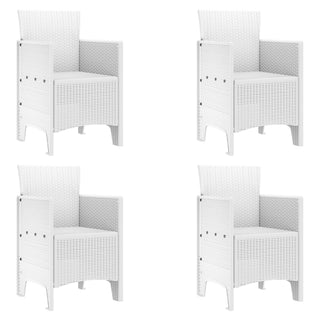 5-teiliges Garten Essset Weiß Poly-Rattan
