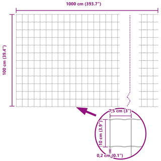 Gartenzaun-Set 2 Rollen Verzinkter Stahl 10 x 1 m Langlebig
