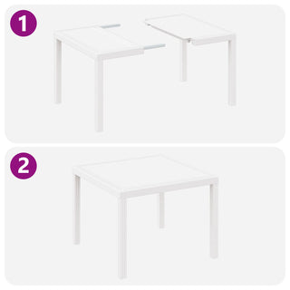 5-teiliges Garten-Essgruppen-Set mit Kissen Weiß Poly-Rattan