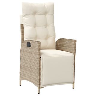 7-teiliges Garten-Esstisch-Set Beige Poly Rattan