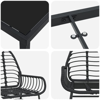 9-teiliges Garten-Ess-Set Schwarz Poly Rattan