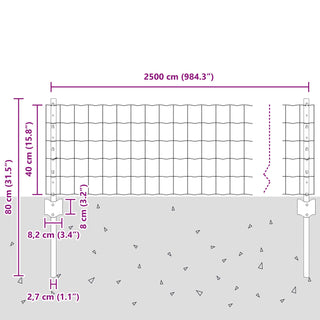 Gartenzaun Set 2-teilig Feuerverzinkter Stahl 25 x 1 m Langlebig