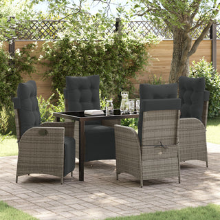 5-teiliges Garten-Essgruppe Grau Poly-Rattan