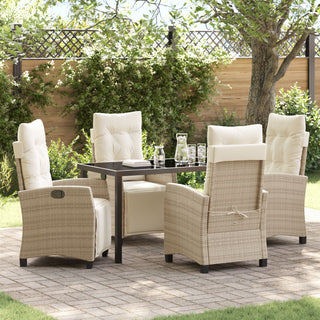 5-teiliges Garten-Esszimmer-Set Sandfarben Poly-Rattan