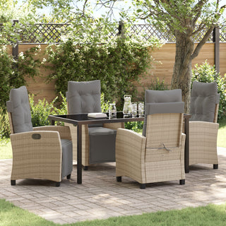 5-teiliges Garten-Ess-Set Beige Poly Rattan