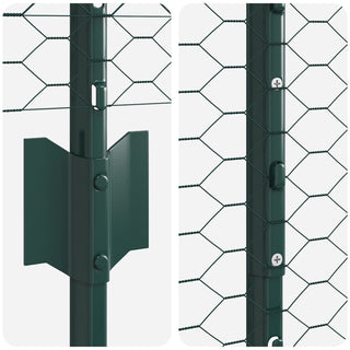 Set aus sechseckigem Gartenzaun Set aus 2 Grün Metall 25 x 1,2 m