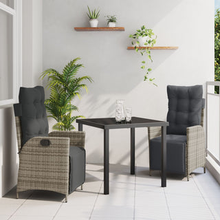 3-teiliges Garten-Ess-Set Grau Poly-Rattan