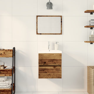 Waschbeckenunterschrank mit eingebautem Becken Schwarze Eiche Ingenieure Holz, vidaXL Waschbeckenunterschrank Alter Holz 41x38,5x45 cm Ingenieure Holz