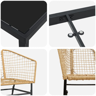2er Gartenstuhl Set Braun Poly-Rattan