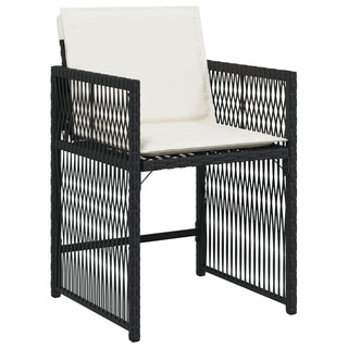 9-teiliges Garten Esszimmer Set mit Kissen in Schwarz aus Poly Rattan