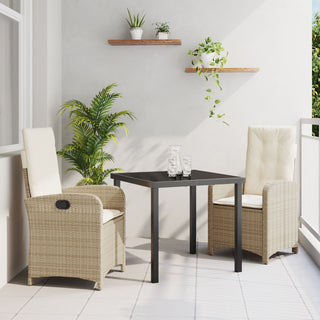 3-teiliges Garten-Dining-Set mit Kissen Beige Poly-Rattan