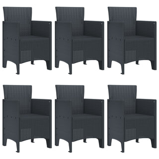 7-teiliges Garten Esszimmer Set Anthrazit Poly Rattan