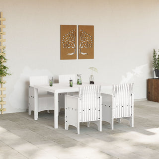 5-teiliges Garten Essset Weiß Poly-Rattan
