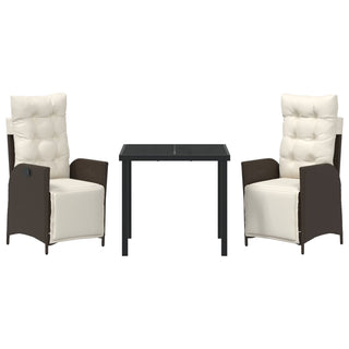 3-teiliges Garten-Esszimmer-Set Braun Poly-Rattan