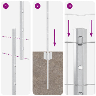 Gartenzaun Set 2-teilig Feuerverzinkter Stahl 25 x 1 m Langlebig