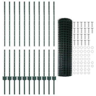 Gartenzaunset Set von 2 Grün PVC-beschichtetes Metall