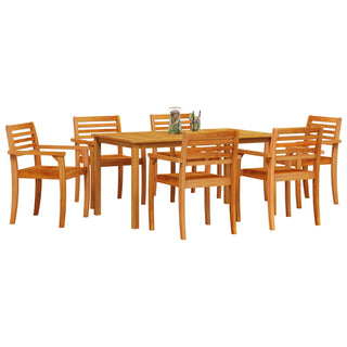 7-teiliges Garten-Esszimmer-Set aus massivem Akazienholz