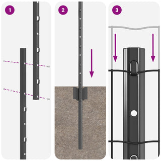 Gartenzaun Set 2er Set Grau Pulverbeschichteter Stahl 25 x 1 m