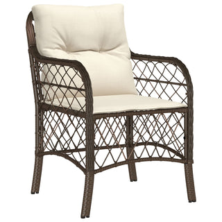 3-teiliges Garten Esszimmer Set mit Kissen Braunes Poly-Rattan