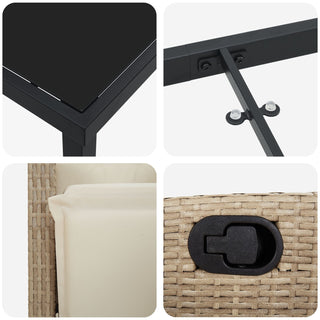 5-teiliges Garten-Esszimmer-Set Sandfarben Poly-Rattan