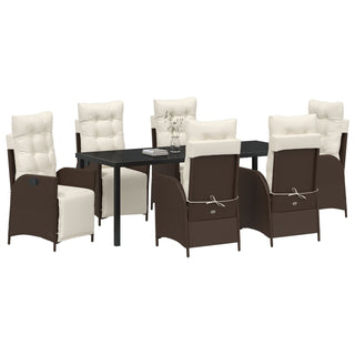 7-teiliges Garten-Esszimmer Set Braun Poly-Rattan