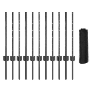 Gartenzaun-Set Set aus 2 Grau Stahlnetz 25 x 0,5 m Zaun Tragbar