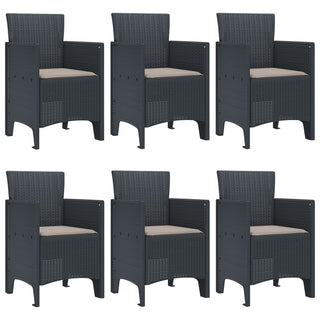 7 teiliges Garten Essset mit Kissen Anthrazit Poly Rattan
