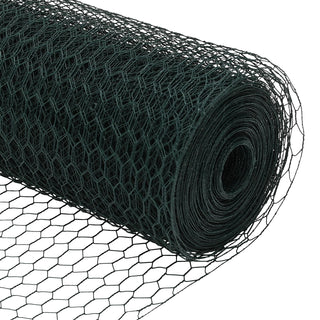 Set aus sechseckigem Gartenzaun Set aus 2 Grün Metall 25 x 1,2 m