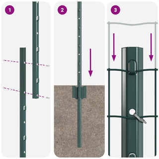 Gartenzaunset Set von 2 Grün PVC-beschichtetes Metall