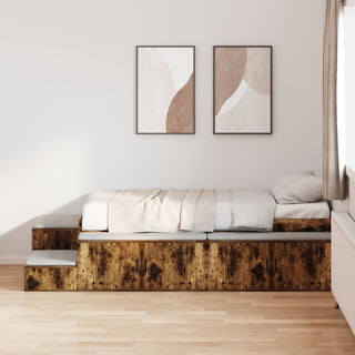Stauraum Bett Geräucherte Eiche Holzwerkstoff 100 x 200 cm